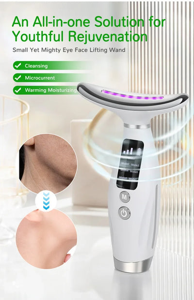2025 EMS Micro-current Neck Face Beauty Device 7 Color Facial Massager for Enhanced Face Neck and Shoulder Care with Vibrating