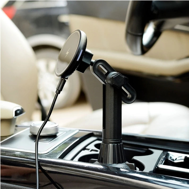 15W Magnetic Wireless Car Mount For MagSafe Cup Holder Car Phone Mount For IOS Phone 12/13/14