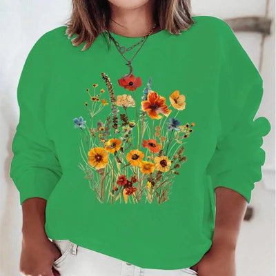Women's Sweatshirts Wildflowers Boho Vintage Flower Design Hooded