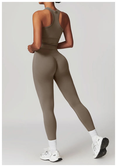 Seamless Athletic Wear Women's Clothes 2 Pieces Yoga Set Workout Sportswear Gym Clothing High Waist Leggings Fitness Sports Suit