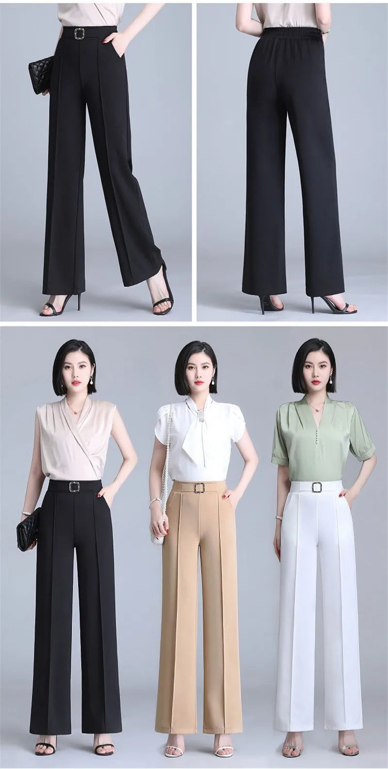 High Waist Wide Leg Pants Women Spring Autumn New Drop Feel Relaxed Straight Suit Pants Fashion Wild Casual Trousers White Black