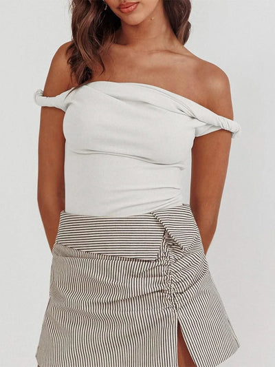 Women Twisted Off Shoulder Tank Tops