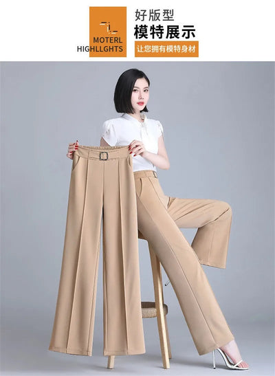 High Waist Wide Leg Pants Women Spring Autumn New Drop Feel Relaxed Straight Suit Pants Fashion Wild Casual Trousers White Black