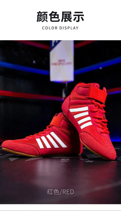 Boxing wrestling shoes children's adult training men women combat fighting Sanda high top shoes boots strength weightlifting gym