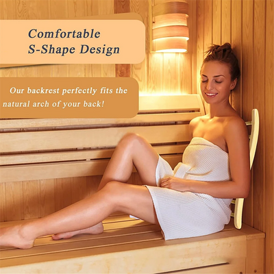 Sauna Backrest, Wooden Sauna Backrest, Ergonomic S-Shaped Backrest, Suitable for Sauna Recovery, Health and Relaxation