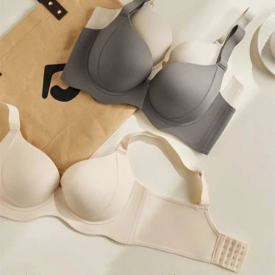 Wireless and Traceless Large Size Women's Underwear, Breast Collection, Anti-sagging, Simple Thin Mold Cup Bra, Stylish