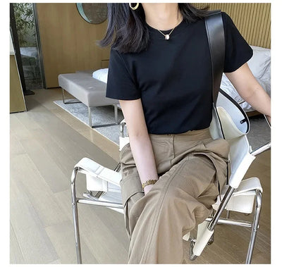 2025 Summer T shirts for Women Men Brown Casual Female Korean Streetwear Tees Unisex Basic Solid Young Cool Oversized Tops