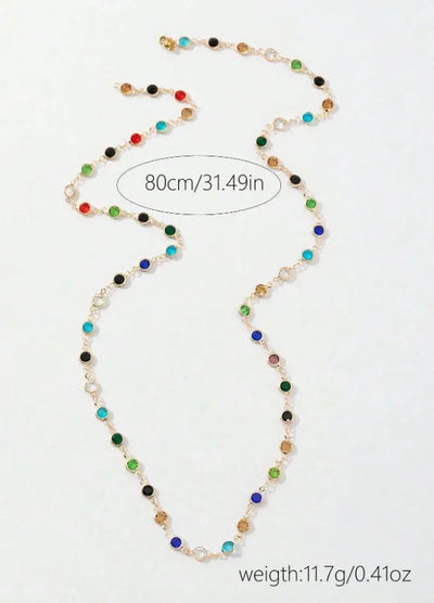 LATS New Luxury Colourful Long Tassel Necklace for Women Shiny Rhinestone Crystal Zircon Choker Bohemian Statement Jewelry Gifts