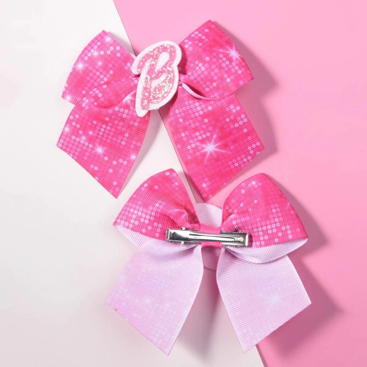 2 women's pink thread webbing with green onion powder lettering two ear clip Fashion personality cheapest items available girl m