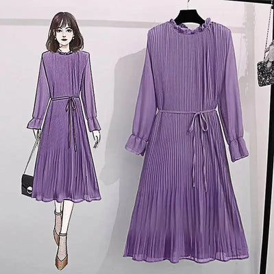 Purple Dresses for Women 2024 Woman Dress Midi Silk Satin Chiffon Clothes New Features of Sale Outfits Fashion Retro Hot X Xxl G