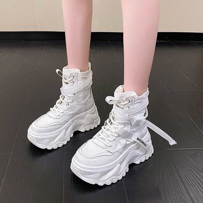 Women's Boots Platform Luxury Designer Shoes for Women  Lace Up Chunky Shoes Breathable Comfort  Ankle Boots Botas De Mujer