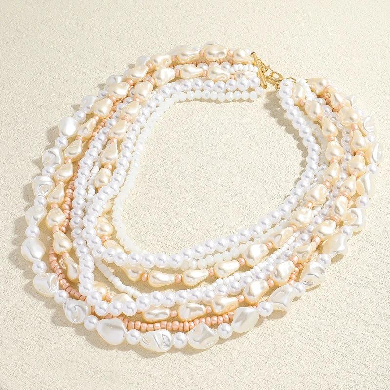 Luxury Exaggerated Multi-layer Pearl Necklace Women Romantic Elegant Baroque Long Chain Jewelry Accessories Bride Wedding Party