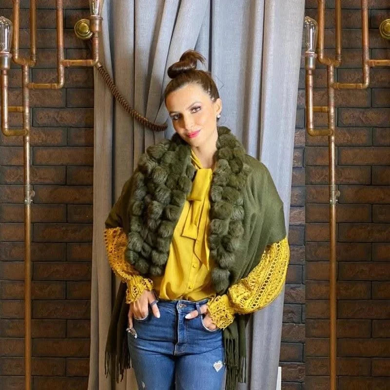 Winter Thick  Genuine Rabbit Fur Scarf for Women