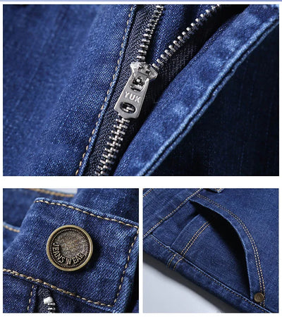 Men's Comfortable Soft Business Casual Denim Trousers Slim Fit Straight Pants Fashion Male Brand Light Luxury Stretch Clothing