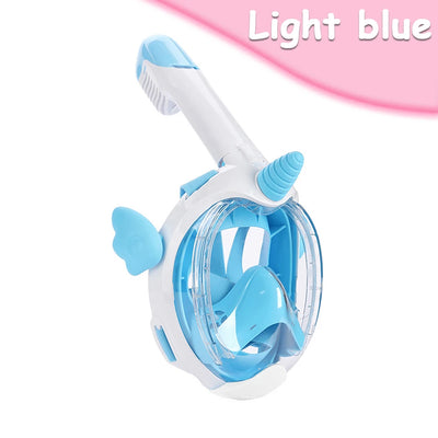 Unicorn Full Face Snorkel Mask Kids Anti-Fog Waterproof Safe Design Single Breathing Hose Comfort Fit Children Underwater Swim