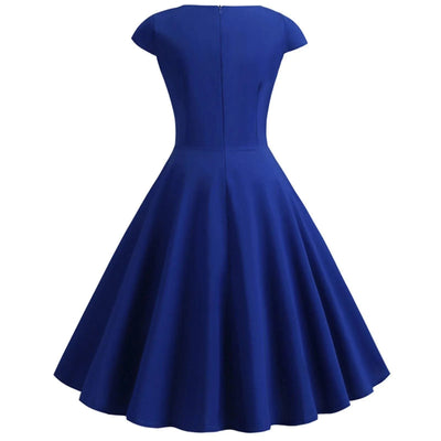 Pink Summer Elegant Party Midi Dress Women V Neck Vintage Robe Elegant Vintage Rockabilly Pin Up Party Office Midi Dresses