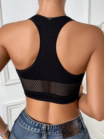 Women Sexy Tank Tops Fishnet Hollow Out Sports Off Shoulder Crop