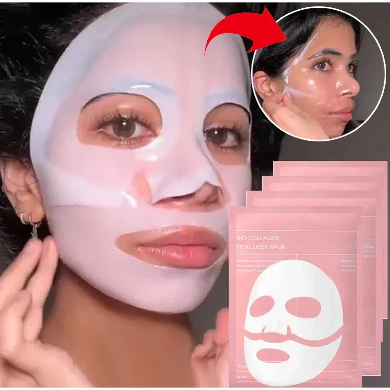 Bio-Collagen Face Mask Deep Moisturizing Overnight Mask Collagen Protein Hydrogel Soft Gel Mask Brightening Firming Skin Care