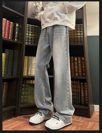 Autumn New Men's Jeans Baggy Straight Wide Leg Male Fashion Vintage Denim Pants Men Youth Popular Brand Streetwear Jean Trousers