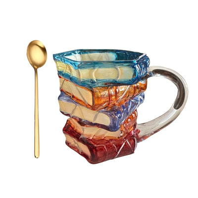 Unique Novelty Colorful Mugs Handmade Resin Drink Cup 3D Painted Books Coffee Mug Creative Book-Shaped Drinkware Mug Lover Gifts