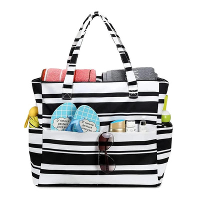 Beach Tote Bag Women Foldable Travel Bag with Anti-Sand Pocket