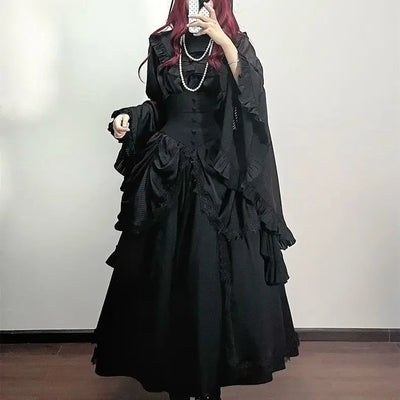 Japanese Y2k Lolita Blouse Women Ruffle Sleeve Harajuku Tops Sweet Gothic Aesthetic Vintage Cosplay Shirts Blusas Mujer De Moda
