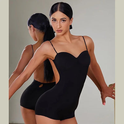 Female Latin Dance Dress Women Performance Belly Modern Dancing Dresses Striped Bare Back Design Bodysuit