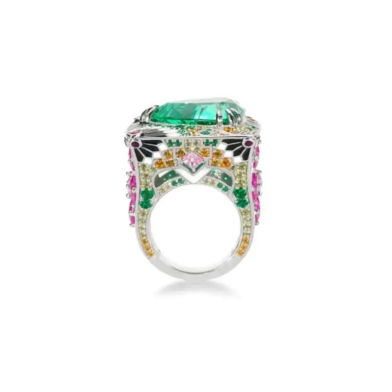 ZOCA Free Delivery Paraiba Iced Cut Half Band Certified Original Silver 925 Flower Ring New Designer Luxury Rings for Women