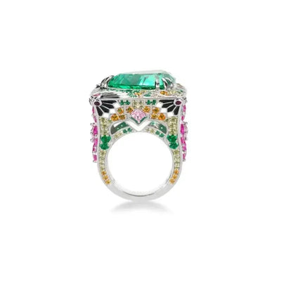 ZOCA Free Delivery Paraiba Iced Cut Half Band Certified Original Silver 925 Flower Ring New Designer Luxury Rings for Women