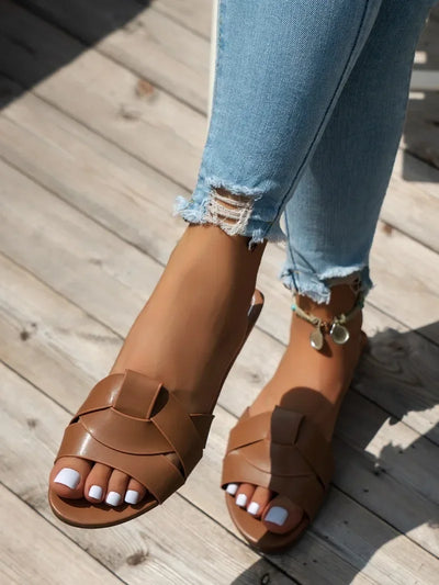 Designer Woman Flat New Slippers Woven with Comfortable Women's Shoes Casual Bottom Slippers Women's Shoes Summer