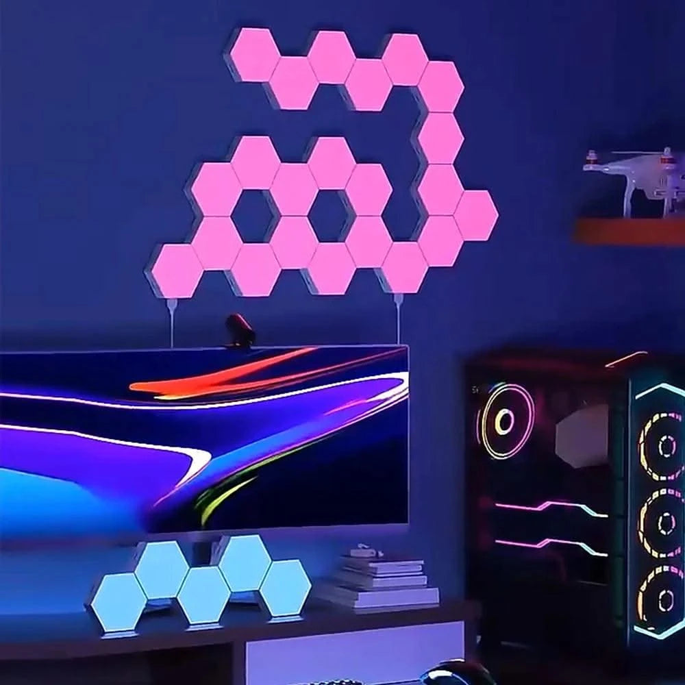 RGB Hexagonal Quantum Lamp LED Smart Wall Light Panels APP Remote Control Ambient Night Light DIY Shape Game Room Decor
