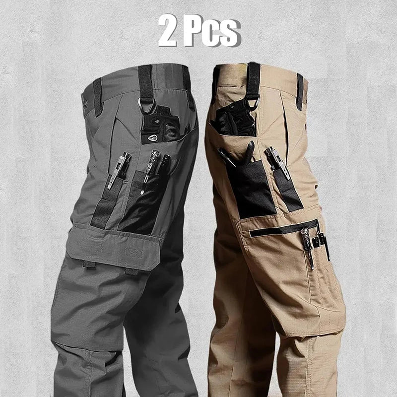 Men's Outdoor Work Pants 2-Pcs Tactical Cargo Trousers New Multi-pocket Wear-Resistant Workwear Outdoor Waterproof Hiking Pants
