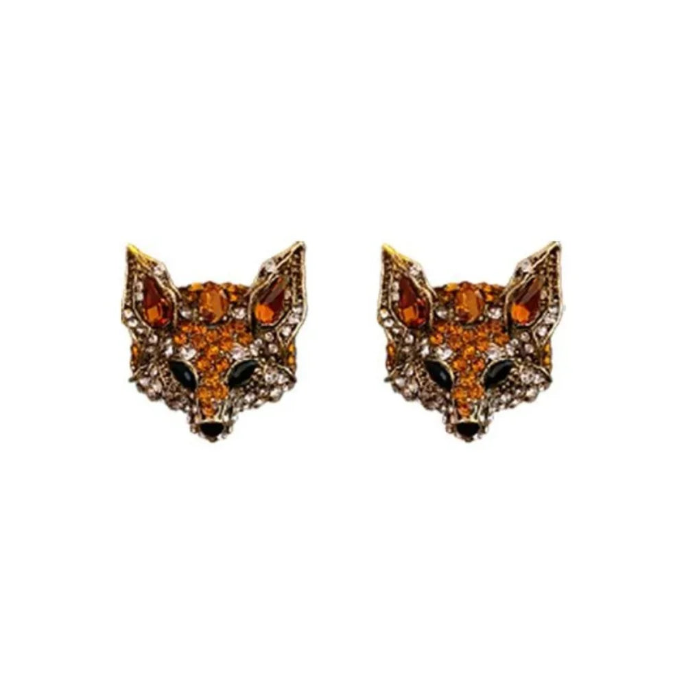 Luxury Crystal Cat Necklace Earrings Beaded Exaggerated Rhinestones Pendant Necklace Neck Jewelry Accessories