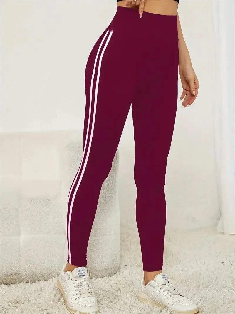Women Side Stripe Sports Fitness Yoga Leggings Activewear
