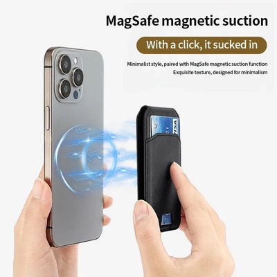 Magsafe Magnetic Leather Wallet Holder Case For iPhone 16 15 14 13 12 Pro Max Mobile Phone Holder Card Bag Covers Accessories