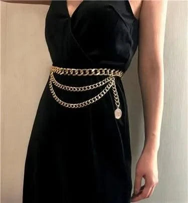 Designer Retro Tassel Chain  Metal Belt For Women| Punk Fringe Waist Dress Female |Silver Gold | Ladies