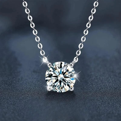 1CT  Moissanite Necklace for Women Color Sparkling Classic Lab Diamond Pendant Sterling Silver 925 GRA