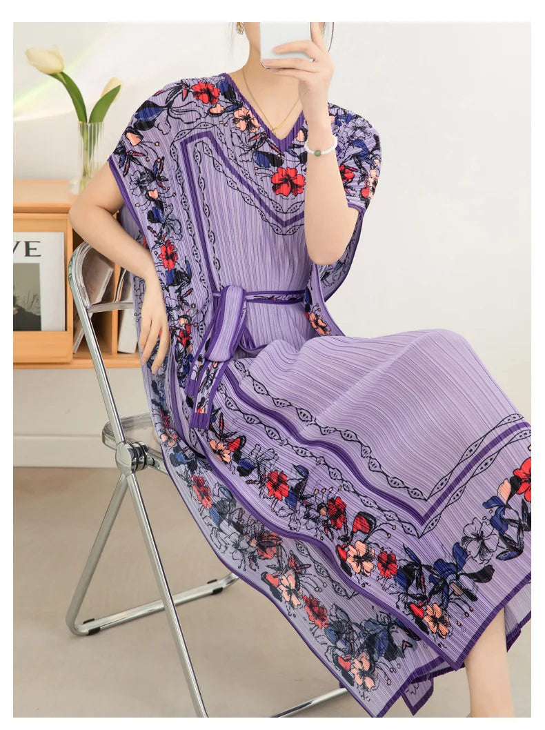 2025 Spring Summer Women's New Sexy One Shoulder Off Shoulder Fashion Red Flower Printed Lace Up Waist Long Swing Dress