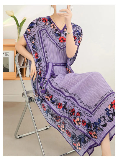 2025 Spring Summer Women's New Sexy One Shoulder Off Shoulder Fashion Red Flower Printed Lace Up Waist Long Swing Dress