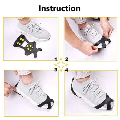 10 Teeth Climbing Crampons Anti-Slip Mountaineering Cleats Unisex Bundled Crampons Walking Hiking Accessories
