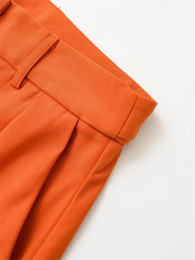 Women's Trousers New Summer 2025 Orange Mid Rise Simple Trousers Casual Commute Stylish Versatile