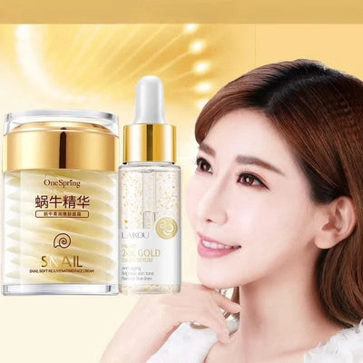 Snail Face Cream 24K Gold Snail Serum Improve Dry Rough Skin Anti-Wrinkle Whitening Moisturizing Facial Essence Skin Care