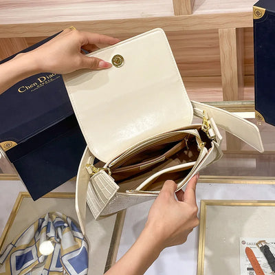 Classic Women's Handbag in Leather, Shoulder and Crossbody Bag Style, Luxury Elegant Design for Ladies By Famous Designer