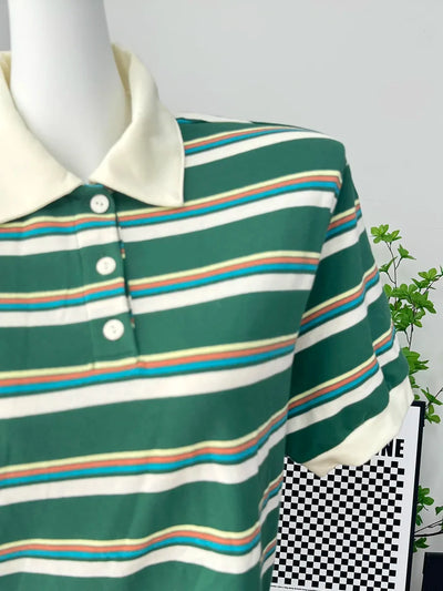 Hirsionsan Polo Neck T Shirt Women Soft Chic Tees 95% Cotton Jumper Clothes Loose Casual Pullover 2025 Summer New Crop Tops