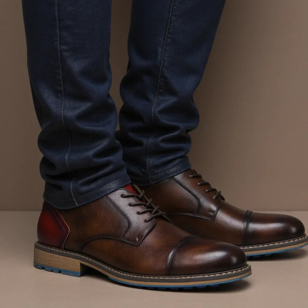 Retro Men's Derby Shoes 2024 New Men Casual shoes Fashion Men Leather Shoes