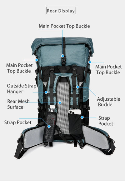 30L Hiking Backpack Daily Travel Wear-Resistant Waterproof Professional Climbing Large Capacity Roll-Up Shoulder Bag 2025 New