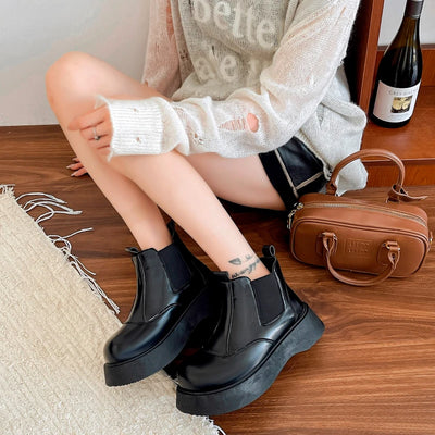 2025 Autumn Winter New Women Fashion Boots British Style Soft Bottom Anti-slippery Versatile Chic Catwalk Versatile Leather Shoe