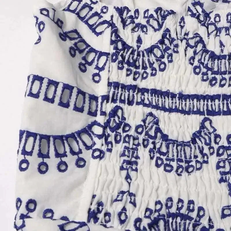 Summer Sundress Holiday Print Embroidery Cotton Short Cake Dress Women Sleeveless Tank Elastic Back Cocktail Party Vestidos