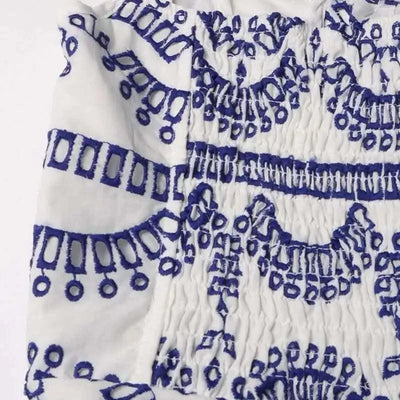 Summer Sundress Holiday Print Embroidery Cotton Short Cake Dress Women Sleeveless Tank Elastic Back Cocktail Party Vestidos