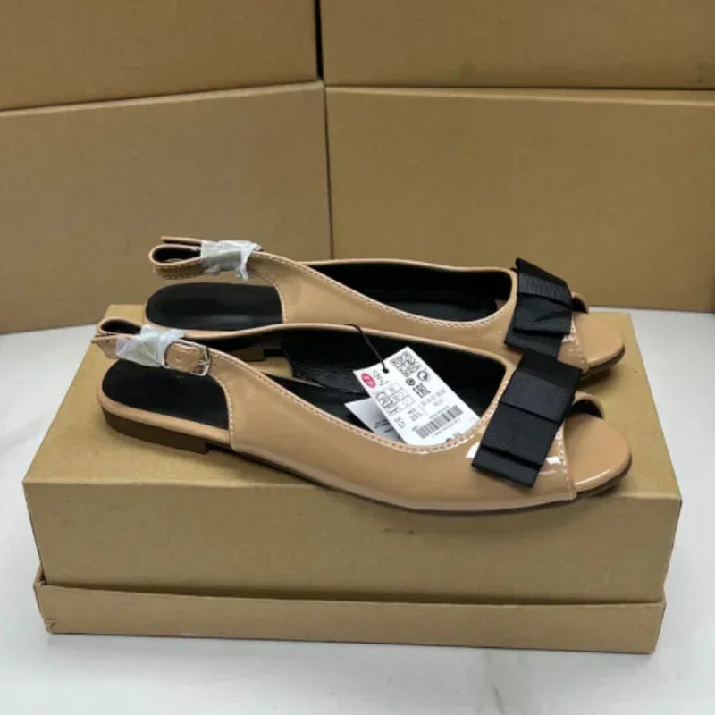 Fashion Shoes for Women 2025 Comfortable Shallow Female Footwear Peep Toe Slingbacks Back Strap Casual Slip on Ladies Flats
